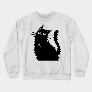 Curious Fluffy Black Cat Crewneck Sweatshirt